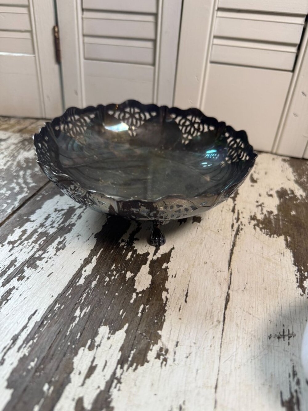Vintage Sheffield Silver Co EPC #380 Pierced Footed Bonbon Bowl Silverplate